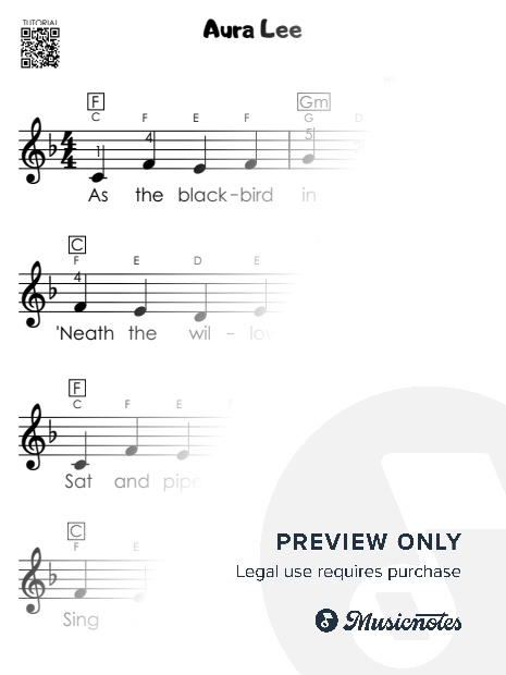 Aura Lee I Piano Tutorial I Easy Nursery Rhyme Sheet Music for Beginners Kids