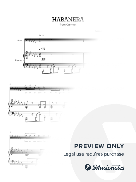Bizet • Habanera from Carmen in Ab minor (Abm) | bass voice sheet music