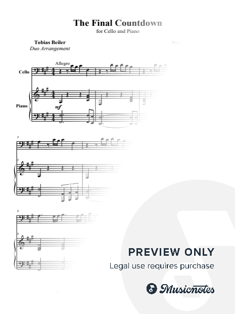 The Final Countdown - Cello & Piano