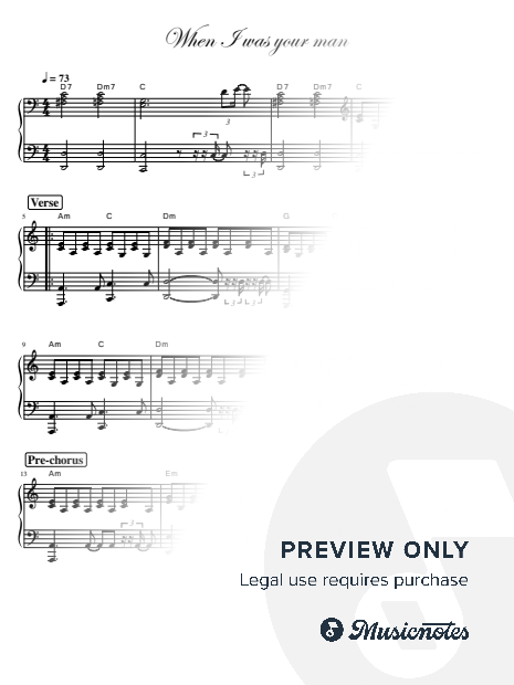 When I Was Your Man piano accompaniment