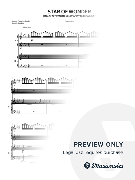 Star of Wonder: We Three Kings and Joy to the World medley (1P4H Piano Duet)