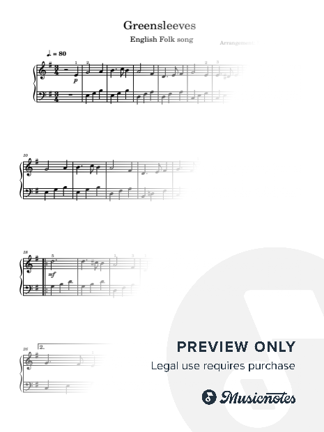 Greensleeves (Easy piano)
