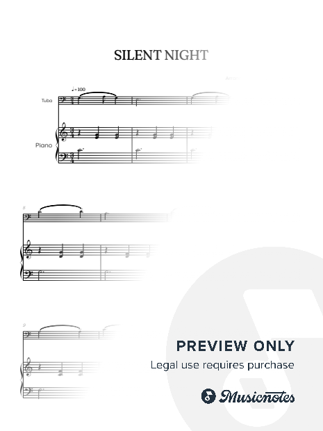 Silent Night • Christmas Song | tuba sheet music w/ piano accompaniment