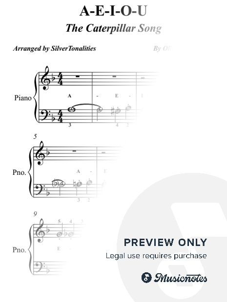 A-E-I-O-U (The Caterpillar Song) Beginner Piano
