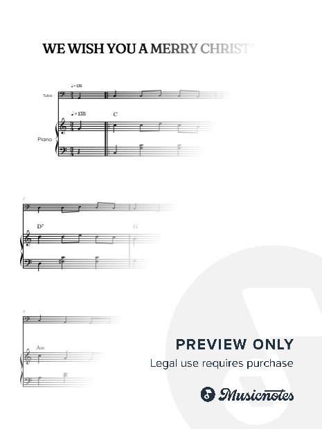 We Wish You a Merry Christmas • Christmas Song | tuba sheet music w/ piano accompaniment [chords]