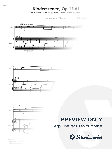 Kinderszenen, Op.15 No.1 - Tuba and Piano
