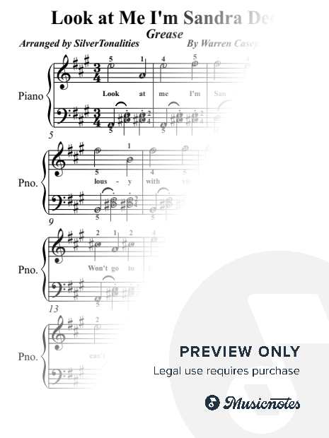 Look at Me, I'm Sandra Dee Easy Piano