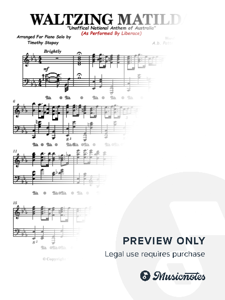 Waltzing Matilda (Liberace) Piano Transcription