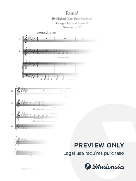 Fame (from the movie and musical Fame - SATB choir with piano)