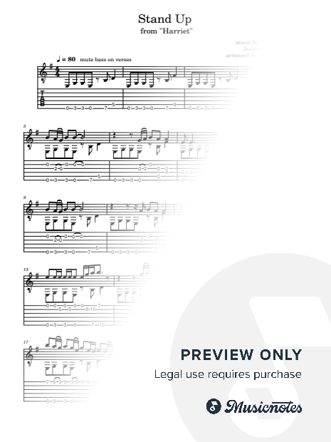 Stand Up Sheet Music — Guitar + Tab
