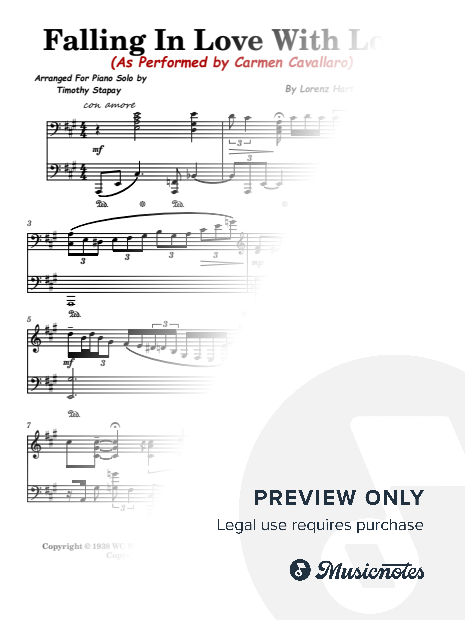 Falling in Love with Love (Carmen Cavallaro) Piano Transcription