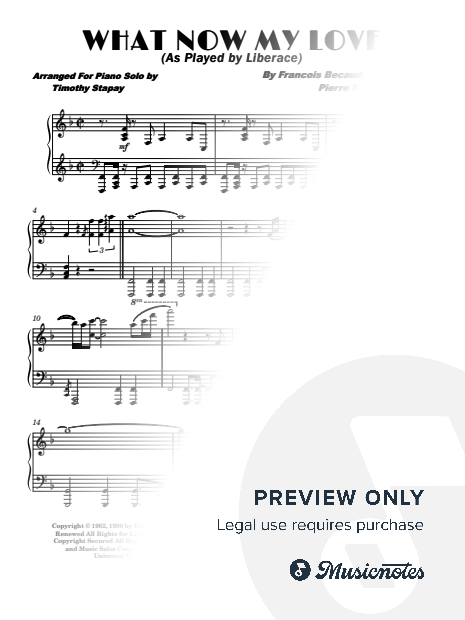 What Now My Love (Liberace) Piano Transcription