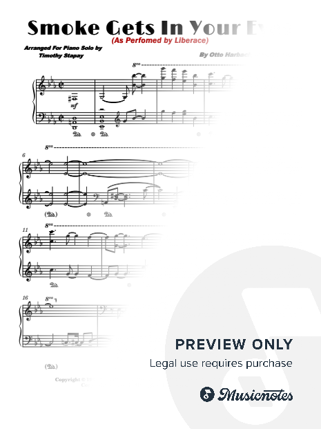 Smoke Gets In Your Eyes (Liberace) Piano Transcription