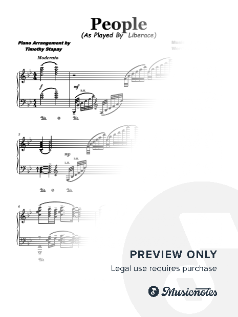 People (from movie 'Funny Girl') Liberace Transcription