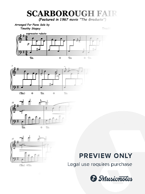 Scarborough Fair (from "The Graduate") Piano Solo