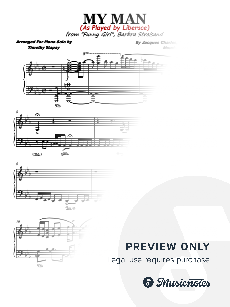 Mon Homme (My Man) from movie 'Funny Girl' - Liberace Transcription