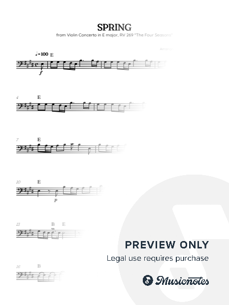 Vivaldi • The Four Seasons: Spring | tuba sheet music (chords)
