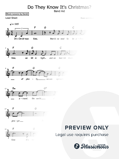 Do They Know It's Christmas? (Band Aid) - Lead Sheet