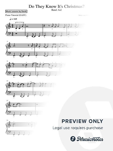 Do They Know It's Christmas? (Band Aid) - Easy Piano (Fingering Included)