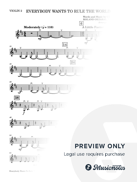 Everybody Wants to Rule the World (String Orchestra Arrangement) - Violin 2