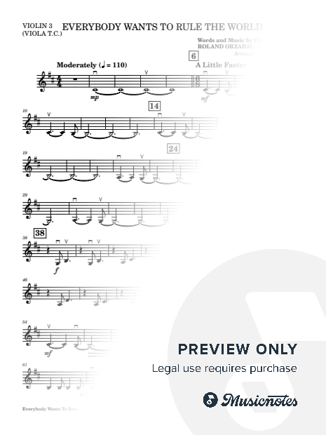 Everybody Wants to Rule the World (String Orchestra Arrangement) - Violin 3