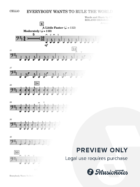 Everybody Wants to Rule the World (String Orchestra Arrangement) - Cello