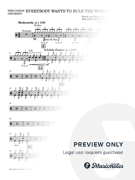 Everybody Wants to Rule the World (String Orchestra Arrangement) - Percussion