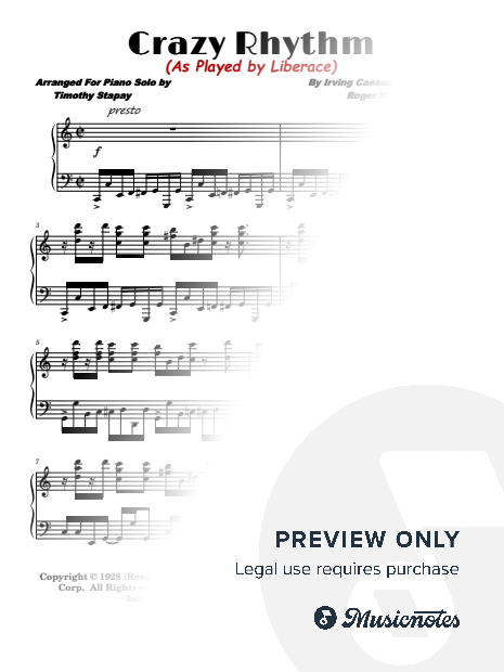 Crazy Rhythm (Liberace) Transcription