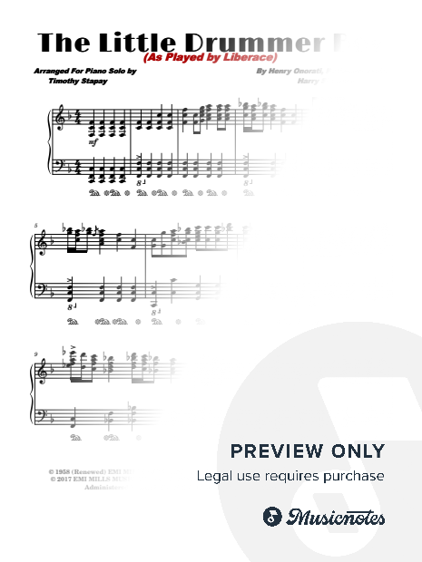 The Little Drummer Boy (Liberace) Transcription