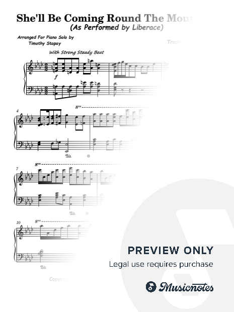 She'll Be Coming 'Round the Mountain (Liberace) Transcription