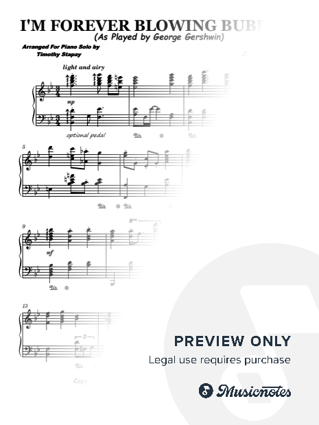 I'm Forever Blowing Bubbles (Gershwin) Transcription
