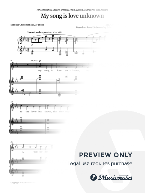 My song is love unknown (for mixed chorus S.A.B. and piano)