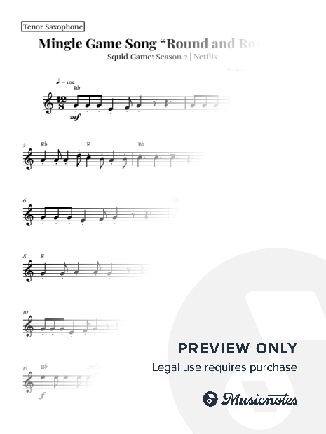 Mingle Game Song | TENOR SAX SOLO