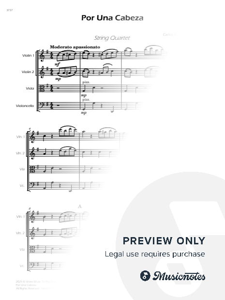 Por Una Cabeza - String Quartet