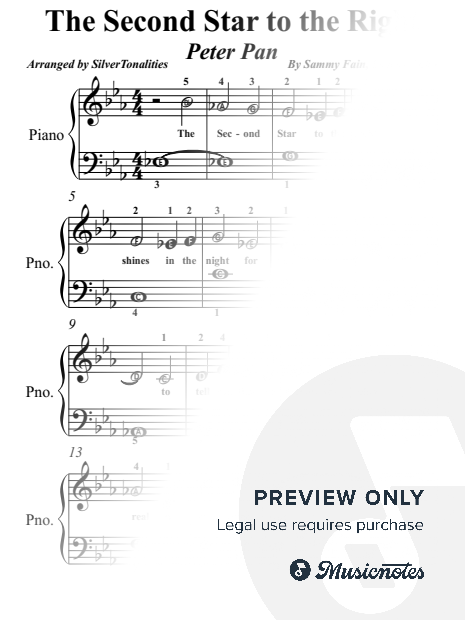The Second Star To the Right Easy Piano