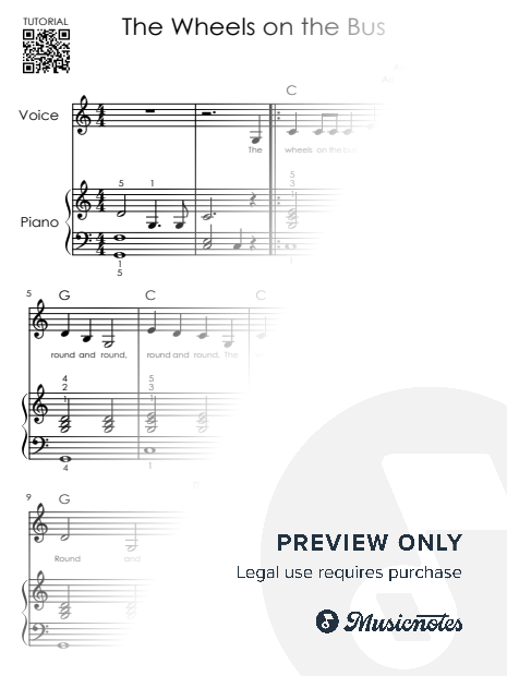 The Wheels on the Bus - Play and Sing Along! Easy Piano Chords for Beginners