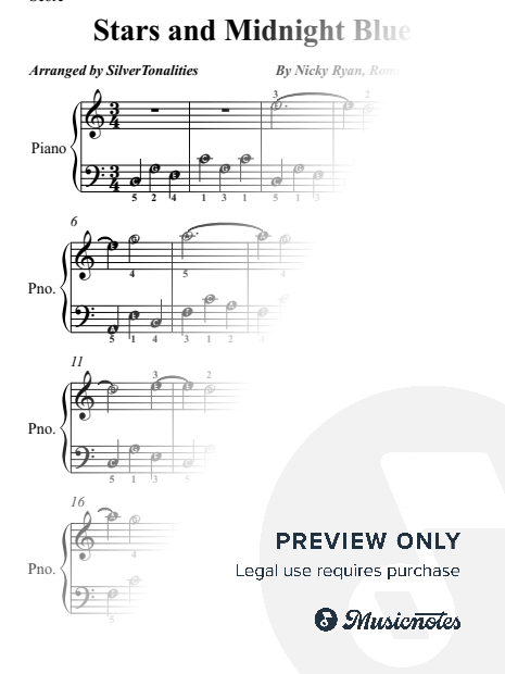 Stars and Midnight Blue Easy Piano
