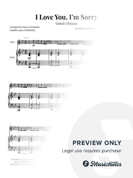 I Love You, I'm Sorry | OBOE & PIANO