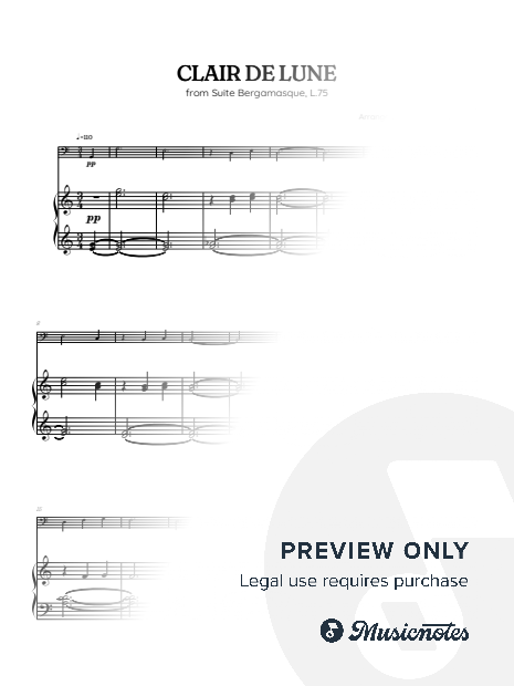 Debussy • Clair de Lune | tuba sheet music w/ piano accompaniment