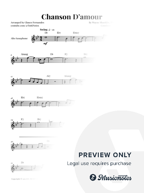 Chanson D'Amour | ALTO SAX SOLO