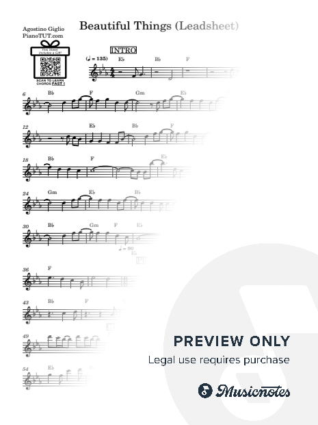 Beautiful Things - Benson Boone (Leadsheet)