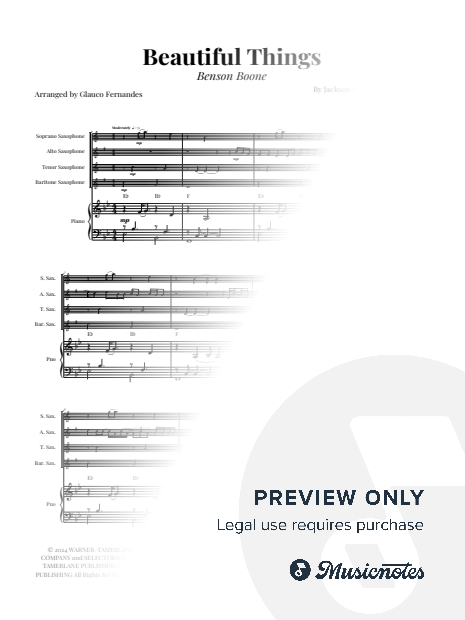 Beautiful Things | SAXOPHONE QUARTET (SATB) & PIANO