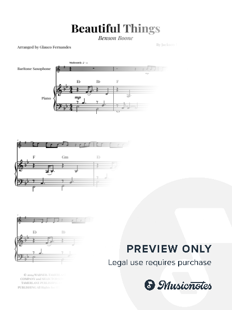 Beautiful Things | BARITONE SAX & PIANO