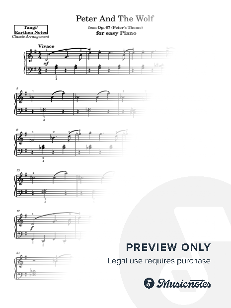Peter And The Wolf for easy Piano