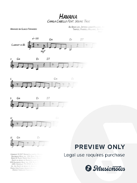 Havana | EASY Bb CLARINET SOLO