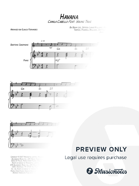 Havana | EASY BARITONE SAX & PIANO