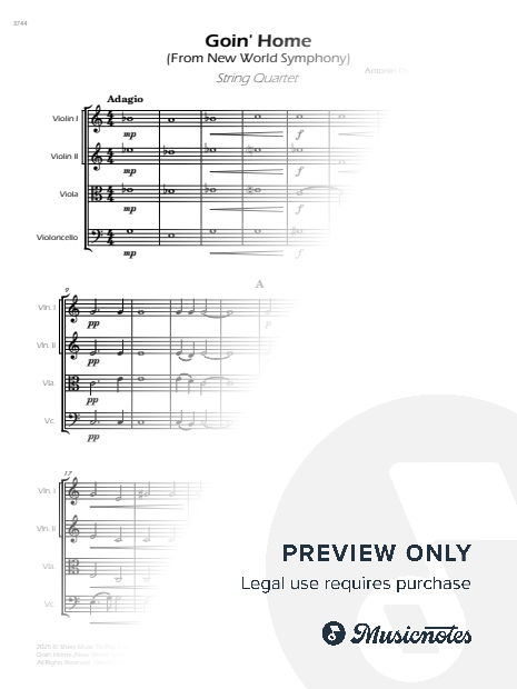 Goin' Home (New World Symphony) - String Quartet