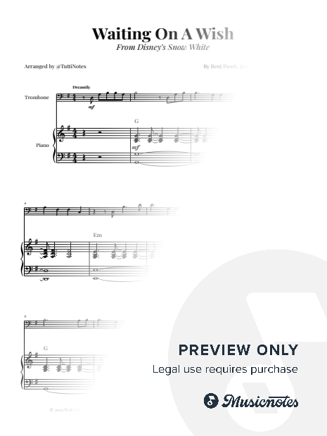 Waiting on a Wish | EASY TROMBONE & PIANO