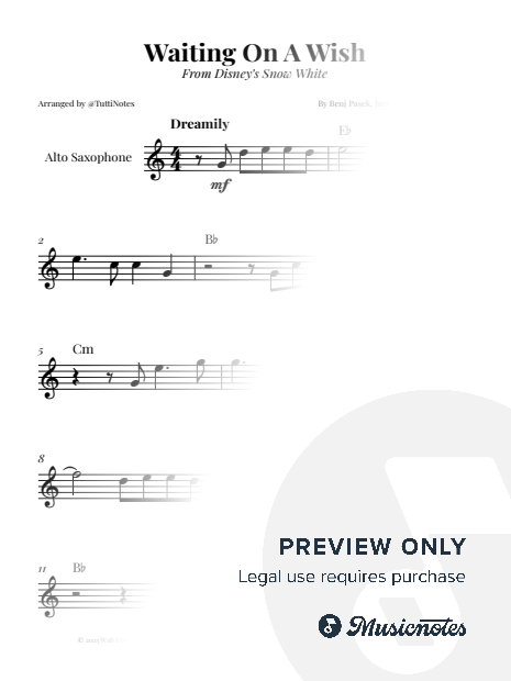 Waiting on a Wish | EASY ALTO SAX SOLO