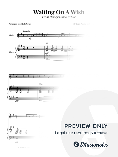 Waiting on a Wish | EASY VIOLIN & PIANO